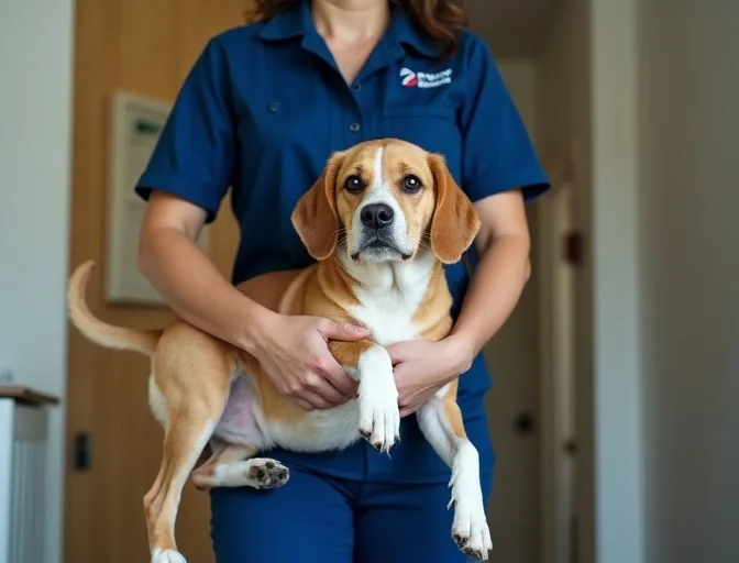 Technician respectfully transporting a deceased dog in Brunswick